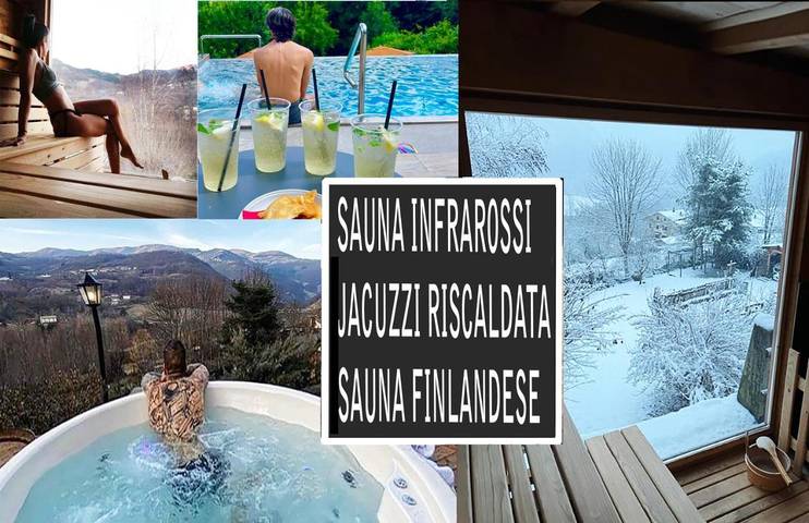 Location de vacances pour 2 personnes, avec jacuzzi et piscine ainsi que sauna et jardin à Riolunato