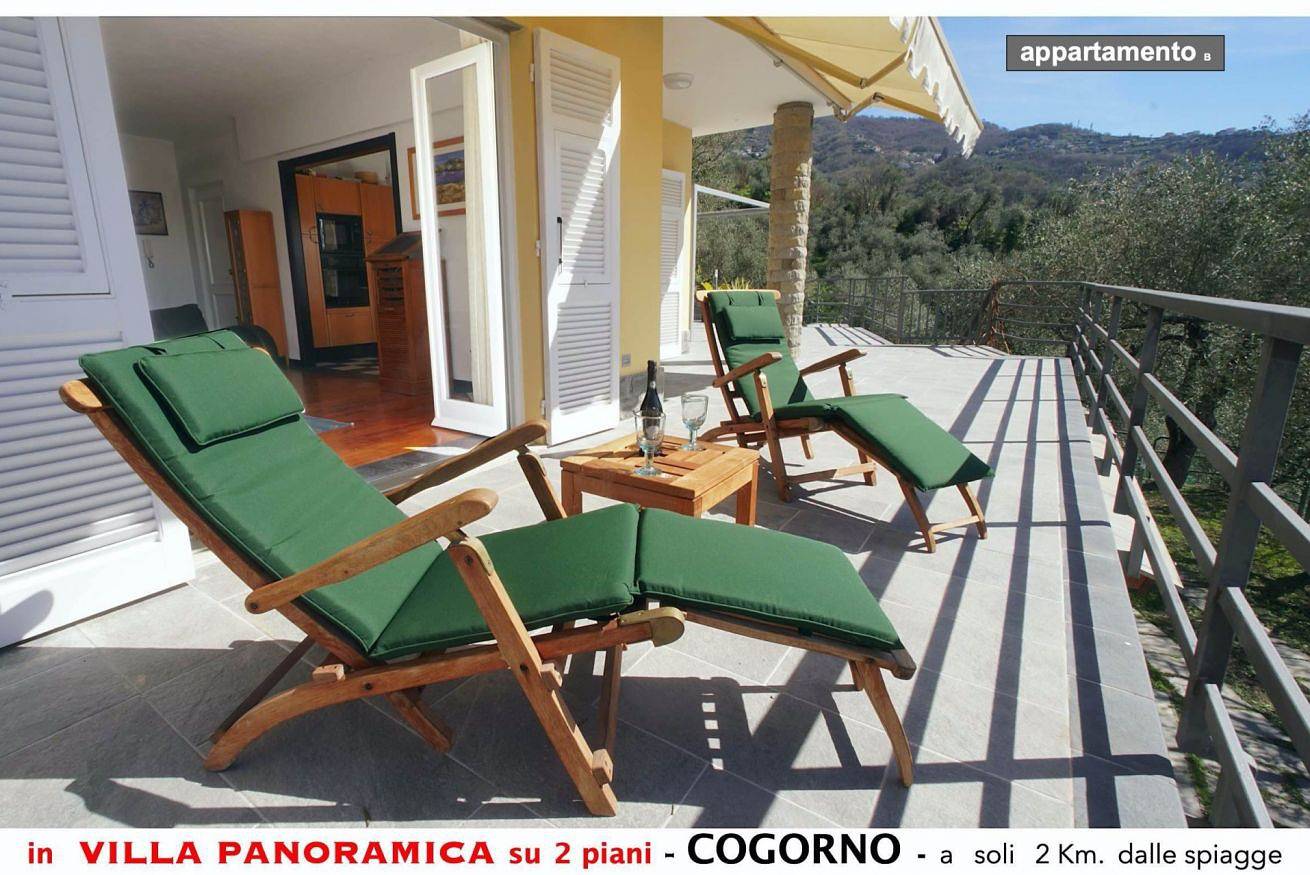 Ganze Wohnung, Apartment B in einer Villa mit Panoramablick in San Salvatore, Cogorno