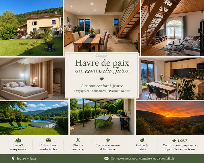 Gîte pour 6 personnes, avec terrasse et jardin