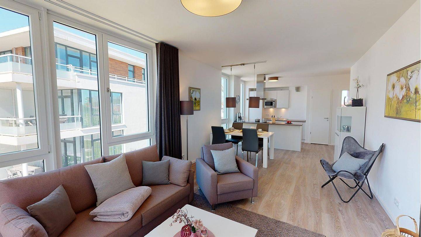 Ganze Wohnung, Großes Urlaubsapartment D-06 im Südkap mit dem Strand vor der Tür für 4 Personen in Südstrand Pelzerhaken, Ostholstein