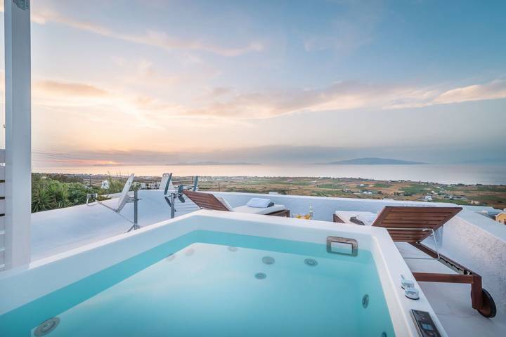 Chalet para 8 personas, con Vistas al mar y Balcón además de Terraza y Jardín en Santorini
