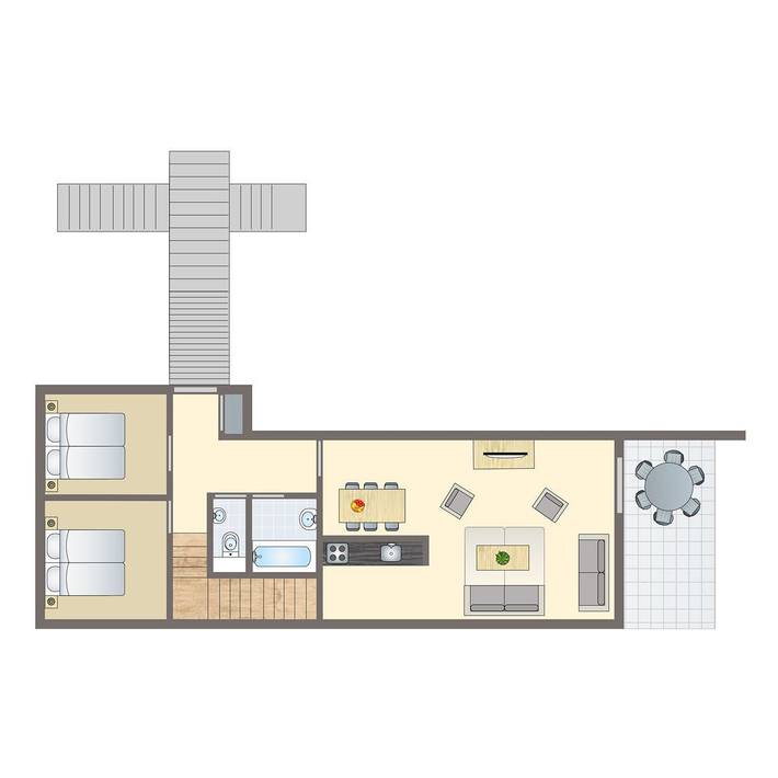 Bungalow für 6 Personen, mit Balkon und Sauna sowie Balkon/Terrasse in Lipno