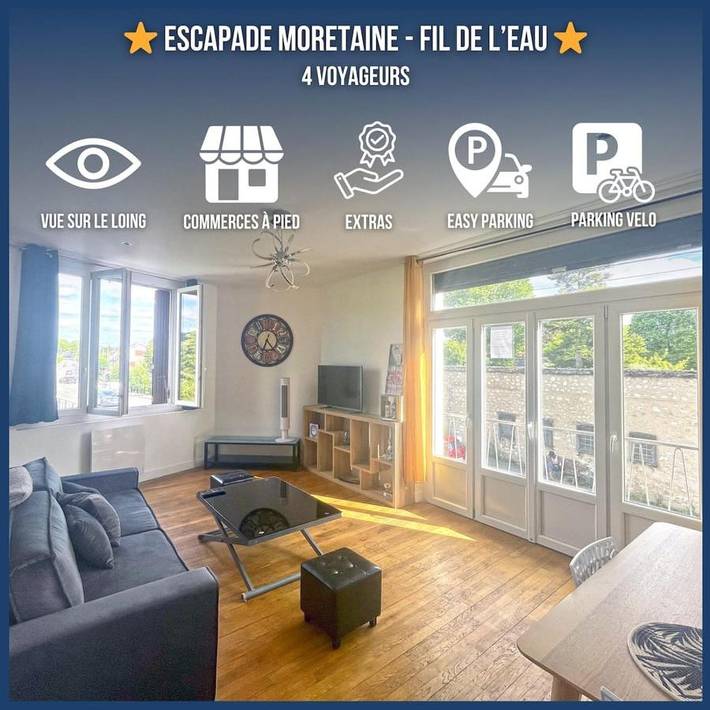 Gîte pour 4 personnes, avec vue sur le lac, animaux acceptés à Moret-sur-Loing