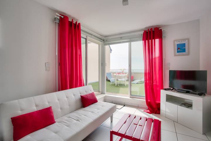 Gîte pour 4 personnes, avec Vue sur l’océan et Balcon ainsi que Terrasse et Jardin dans Plage Caroual
