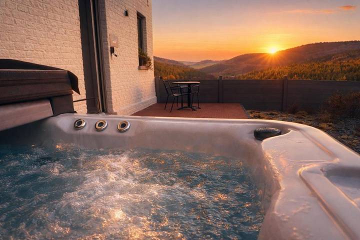 Gîte pour 2 personnes, avec Jacuzzi et Terrasse ainsi que Jardin et Vue