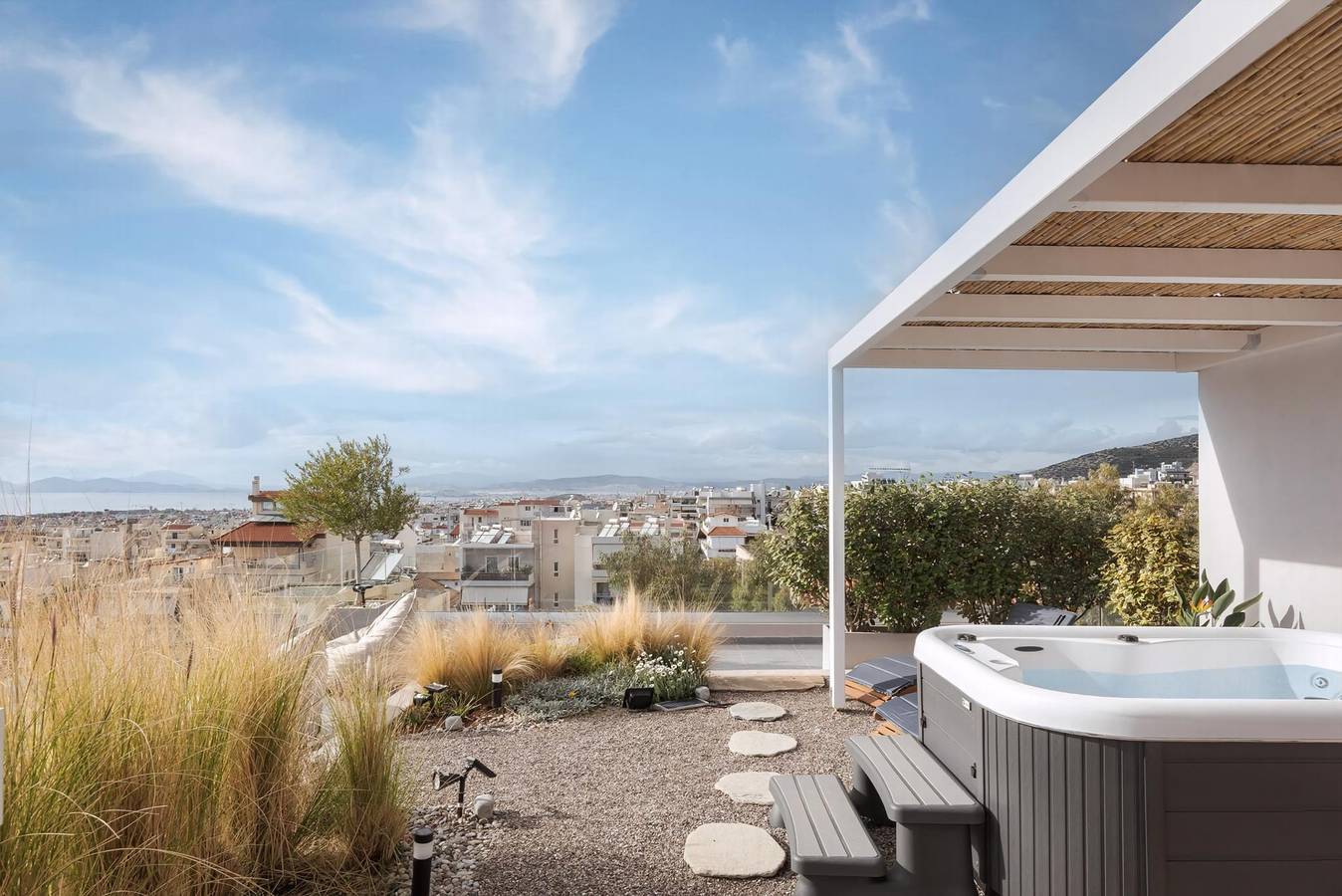 Lavish  Athens Penthouse |  Skyview Retreat | 1 Bedroom | Private Roof Deck & Hot Tub | Breathtaking Sea Views | Glyfada in Athens, South section of Athens