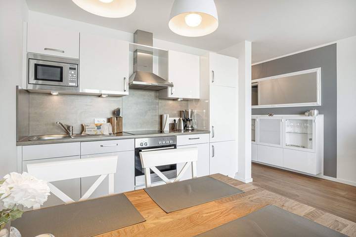 Ganze Wohnung, Portblick - 1. Reihe am Wasser, 1. Stock, Fußbodenheizung, Tv, Balkon, Duschbad in Olpenitz, Kappeln