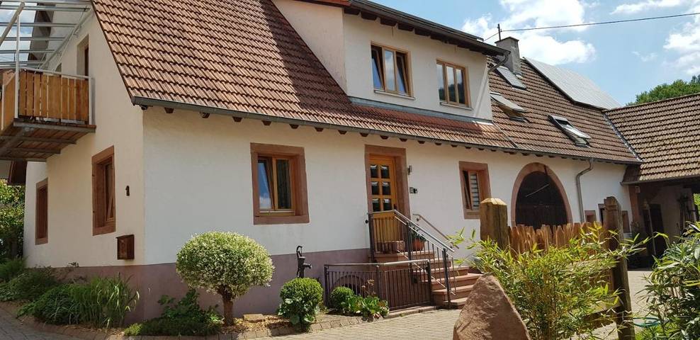 Ferienwohnung für 3 Personen, mit Balkon und Terrasse sowie Garten und Ausblick in Schönau (Pfalz)