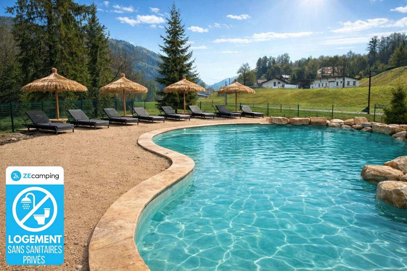 Zecamping 3 étoiles toboggans locatif Bbq 5m2 2 pers in Chézery-Forens, Parc naturel régional du Haut-Jura