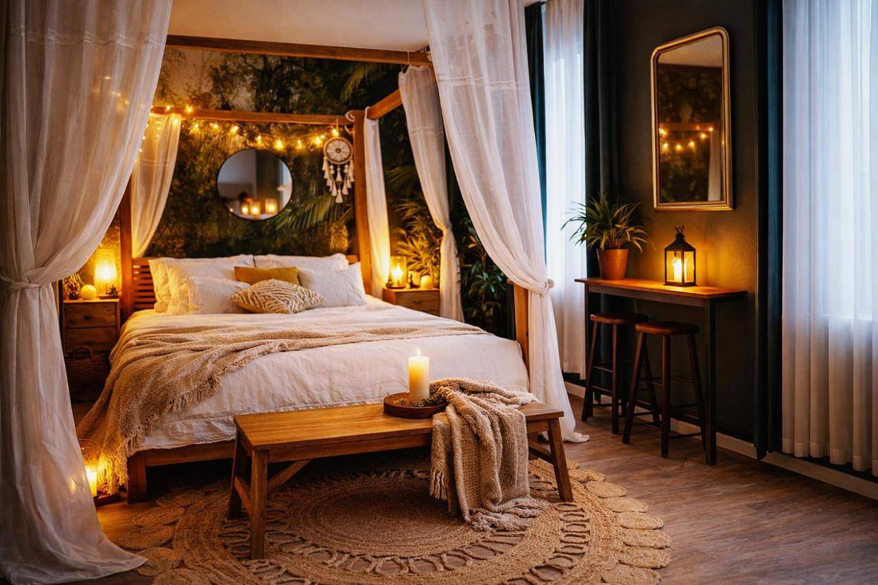 Appartement entier, L'Evasion romantique en Amazonie, Spa, 5 min centre ville, Écran cinéma, day use, Lit baldaquin in Évreux, Région d'Évreux