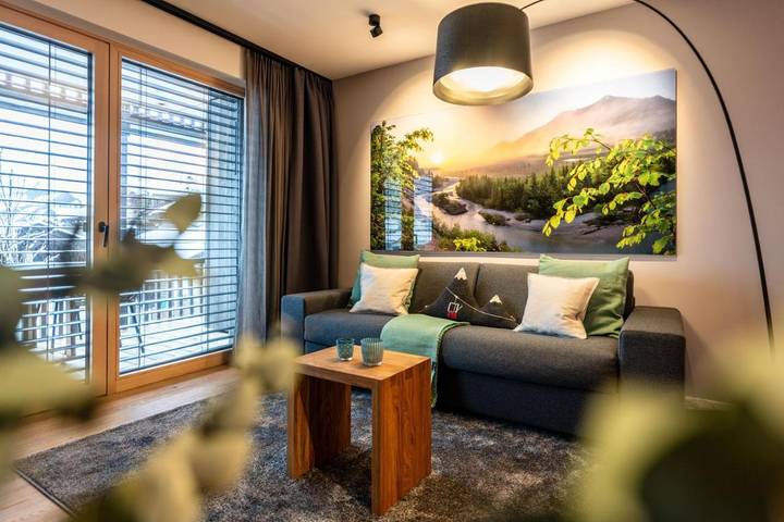 Ferienwohnung für 4 Personen, mit Balkon und Terrasse sowie Garten und Ausblick