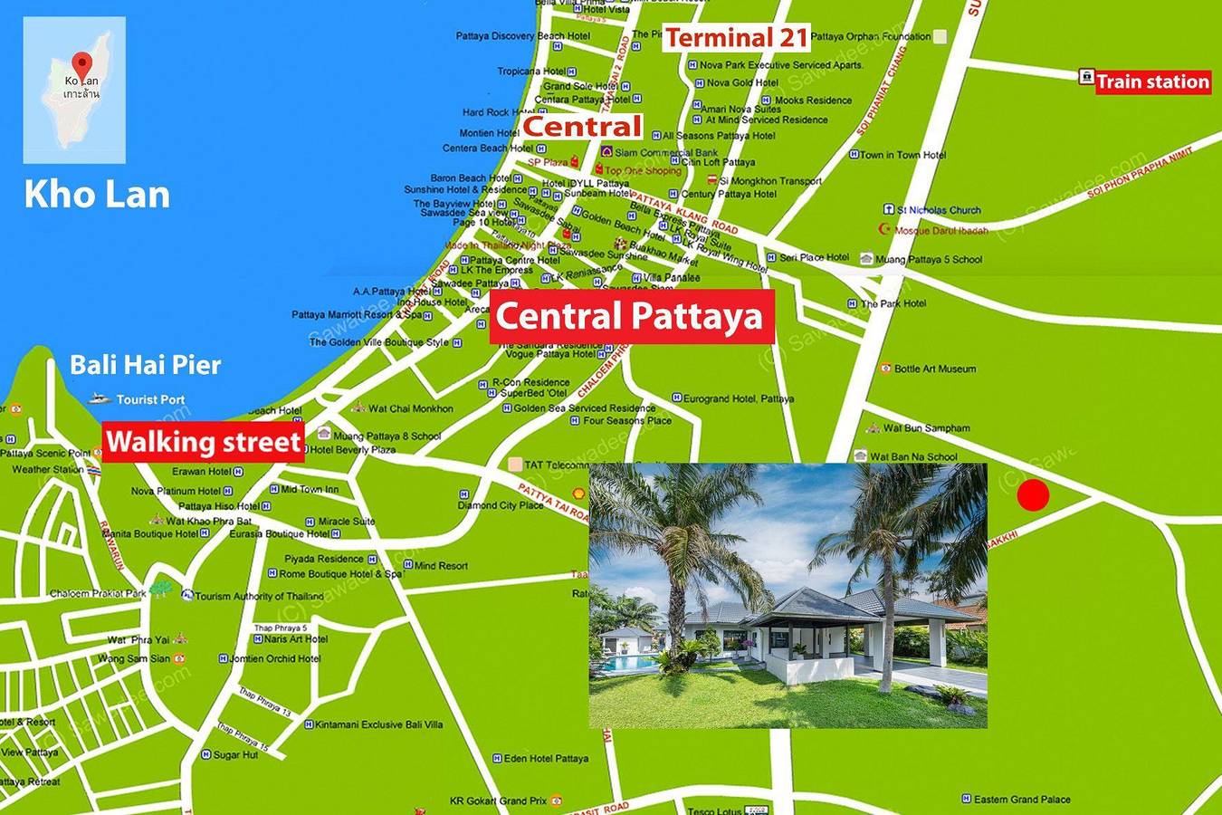 Villa Waree Minuten vom Meer und Strand entfernt in Pattaya, Chon Buri