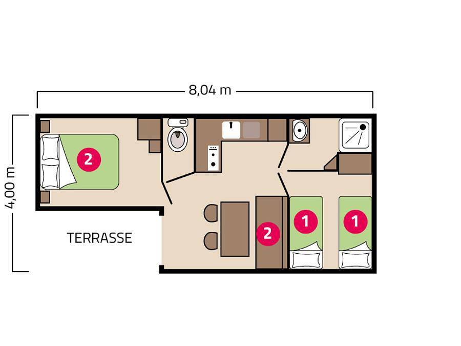 Camping Les Chalands Fleuris - Mobilhome 6 personas - Mobil-home Loggia 4/6 personas in Saint-André-des-Eaux, Côte de Jade
