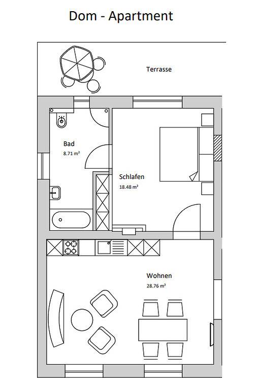 Ganze Ferienwohnung, Dom-Apartment im Herrenhaus Rheinblick in Xanten, Kreis Wesel