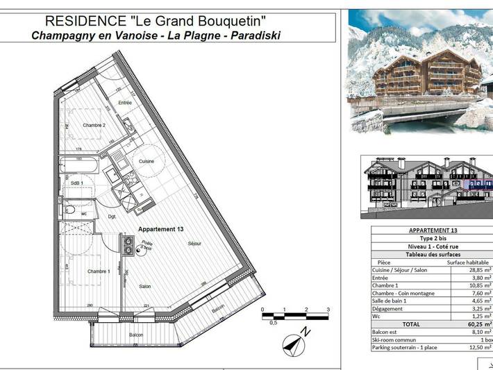 Ganze Wohnung, Gemütliche Wohnung in Champagny-en-Vanoise, Balkon, 6 Pers, WLAN in Champagny-en-Vanoise, Vanoise-Massiv
