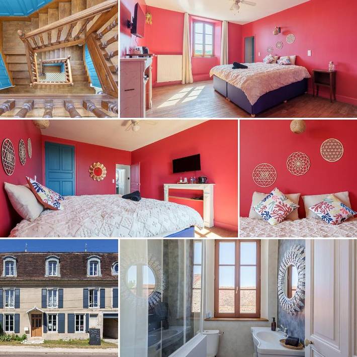 Chambre d’hôte pour 7 personnes, avec Terrasse et Jacuzzi ainsi que Jardin et Vue dans Bossancourt