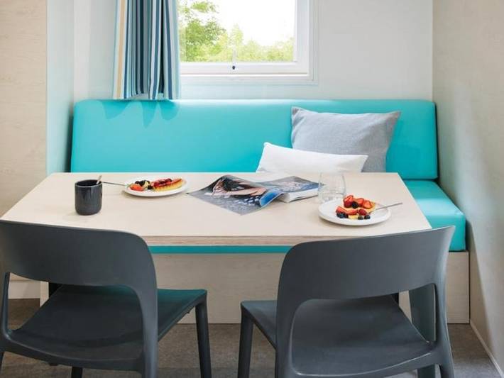 Camping Le Fun - Mobilheim 4 personen - Hawaii 21.70m², 2 Schlafzimmer, Klimaanlage+überdachte Terrasse 11m². Neu in Fitou, Mittelmeerküste (Frankreich)