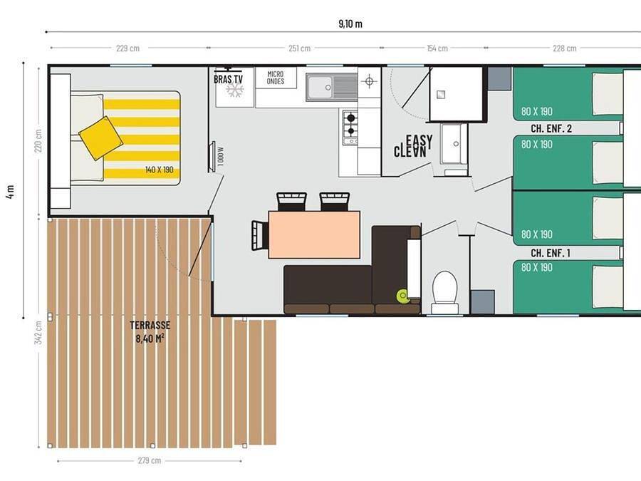Camping Des Neiges - Mobilheim 6 personen - Loggia in Aigueblanche, Savoie