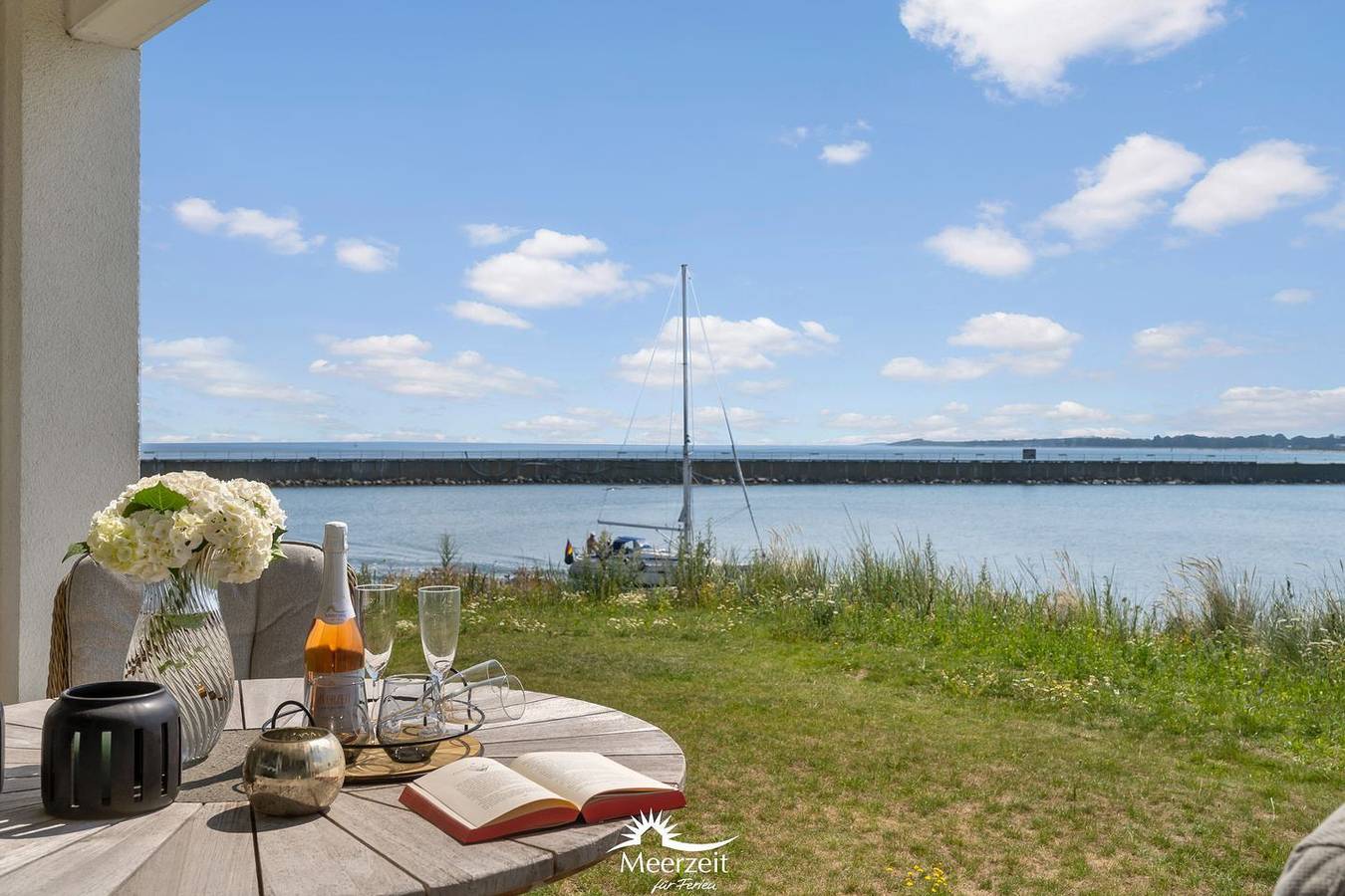Ganze Wohnung, "Hafenspitze": Erdgeschosswohnung mit Ostseeblick, Terrasse & Wellnessbereich in Olpenitz, Kappeln