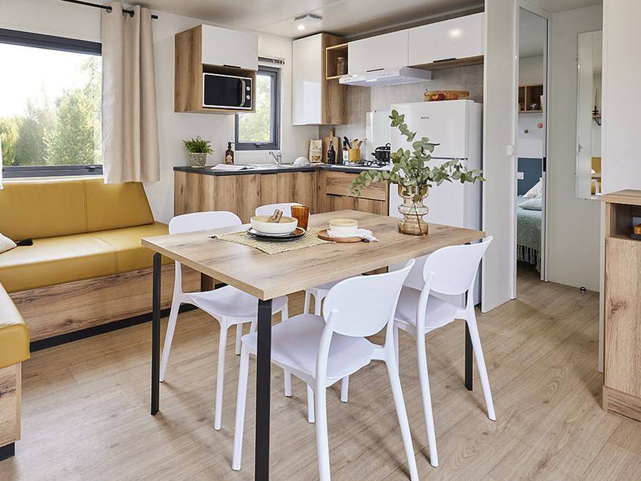 Camping des Familles - Mobilheim 6 personen - Cottage des Familles 3 Ch- 6 Pers 32 m² - Tv + Klimaanlage + Lv + Draps (bei wöchentlicher Anmietung im Preis inbegriffen) in Grayan-et-l'Hôpital, Lesparre-Médoc und Umgebung