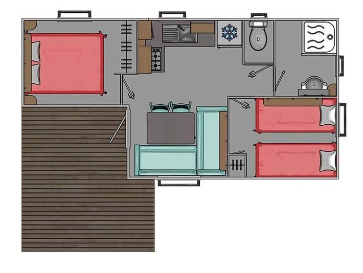 Camping pour 4 personnes, avec bassin pour enfant ainsi que terrasse et piscine dans l' Hérault - 3
