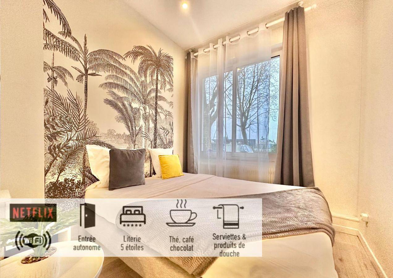 Appartement entier, 30 - Appartement avec Tv Xl, 2 chambres, jardin, parking, prox Gare et Centrelille in Mons-en-Barœul, Région de Lille