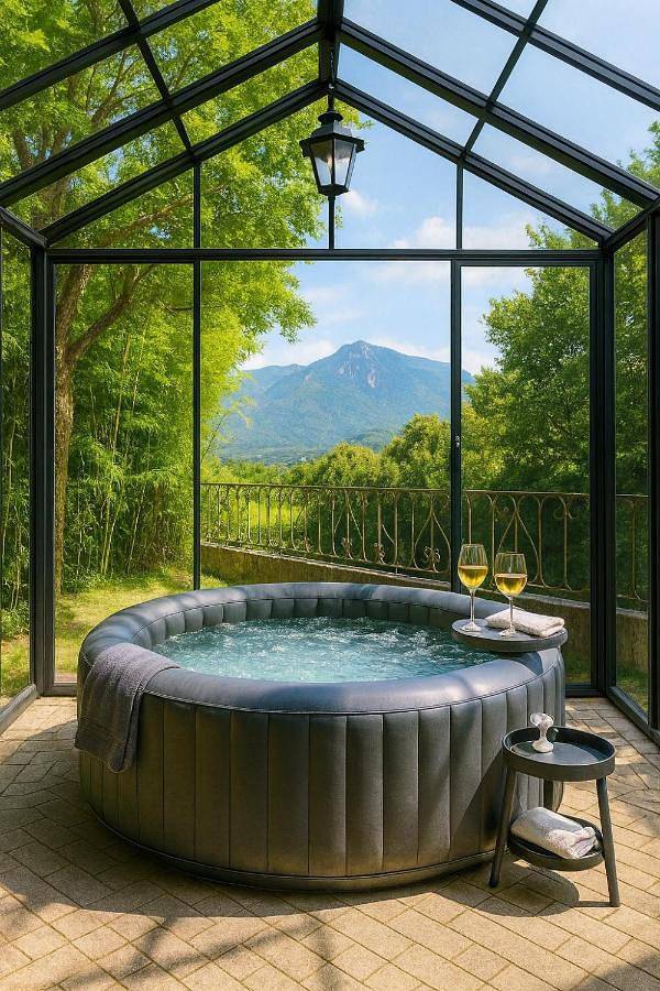 Appartement de vacances pour 4 personnes, avec Jacuzzi et Terrasse ainsi que Jardin et Piscine