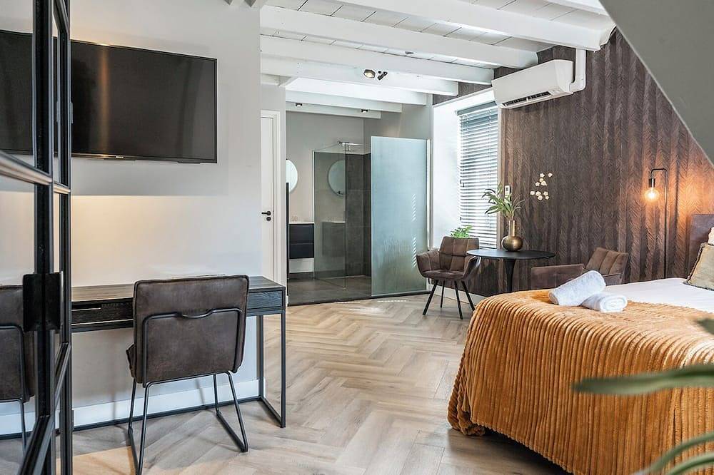 Geheel appartement, Stadsvilla kamer met hotelbed en gedeelde keuken in Tilburg, Noord-Brabant