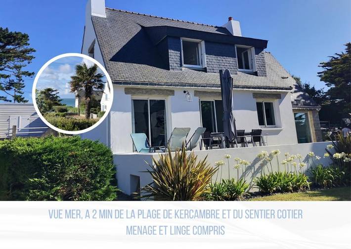 Location de vacances pour 8 personnes, avec Terrasse ainsi que Jardin et Vue dans Plage Kercambre