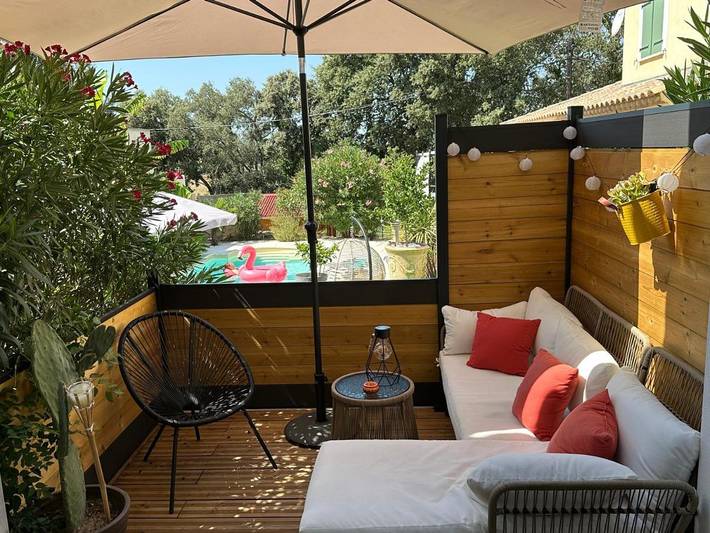 Appartement de vacances pour 2 personnes, avec Balcon ainsi que Terrasse et Piscine