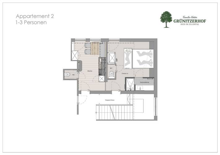 Chambre d’hôte pour 3 personnes, avec Balcon ainsi que Terrasse et Jardin à Ried im Zillertal