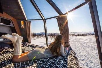 Blockhütte für 2 Personen, mit Terrasse in Lappland (Schweden)