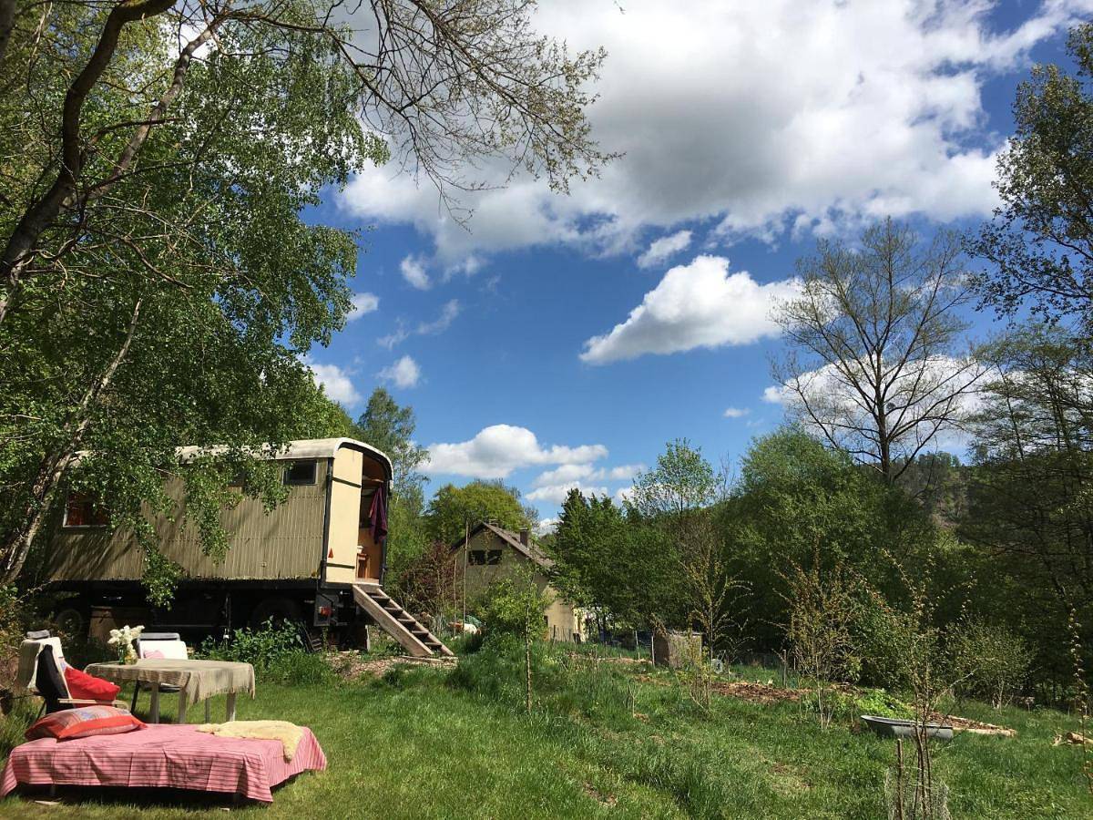 Kuscheliger Zirkuswagen im Wildgarten in Witzenhausen, Werratal