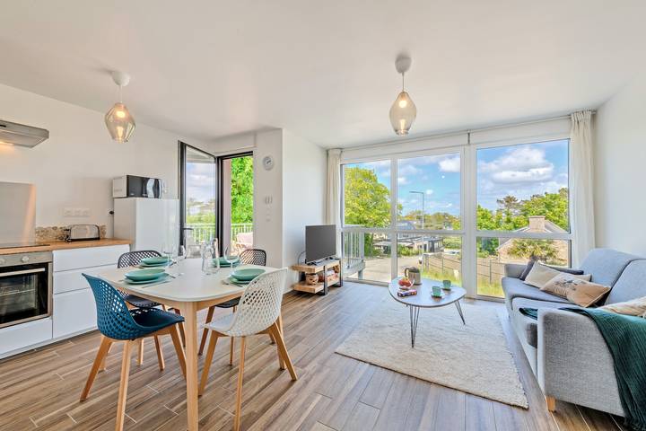Appartement entier, Appartement 'Les Terrasses De La Palud' avec vue sur mer et terrasse privée in Landéda, Région de Brest