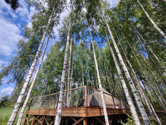 Kemping dla 4 osób, z ogród i sauna oraz widok w Finlandia