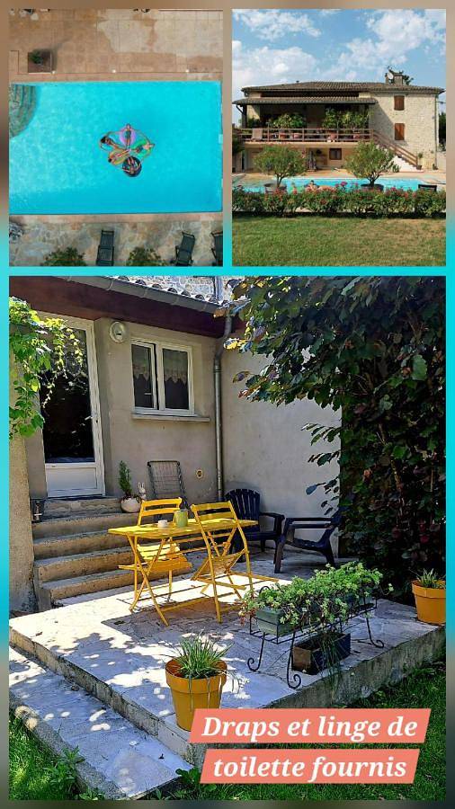 Gîte pour 2 personnes, avec vue ainsi que terrasse et jardin à Aubenas