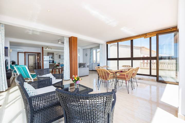 Ganze Wohnung, Ferienwohnung 'Brisas Vista Mar' mit Meerblick, Wlan und Klimaanlage in Es Trenc, Campos