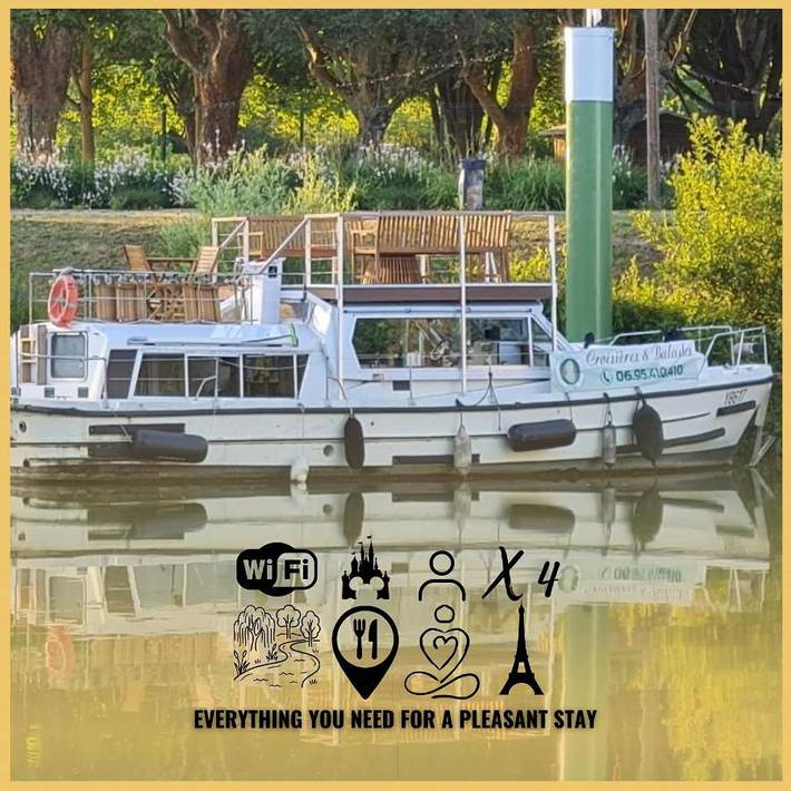 Bateau pour 4 personnes, avec Balcon et Terrasse ainsi que Jardin et Vue sur le lac dans Seine-et-Marne