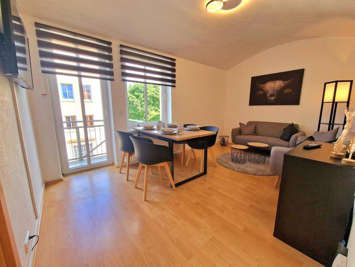 Apartamento entero, Apartamento 'Fewo Anne, amplio' con terraza privada, jardín compartido y Wi-Fi in Chemnitz, Chemnitz (region)
