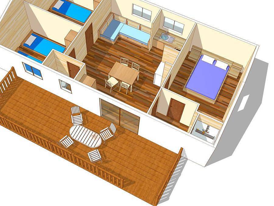 Camping Bella Austria - Mobilheim 6 personen - Classic | 3 Schlafz. | 6 Pers. | Erhöhte Terrasse in St. Peter am Kammersberg, Westliche Obersteiermark