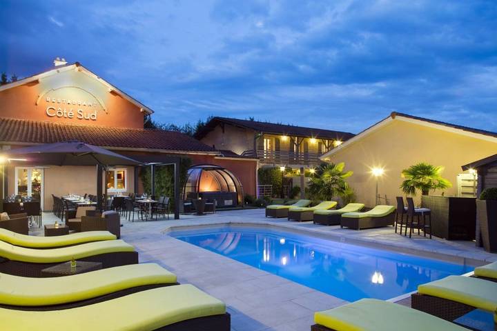 Hôtel pour 2 personnes, avec piscine et jardin ainsi que jacuzzi et terrasse, animaux acceptés