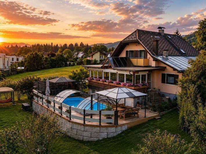 Ferienwohnung für 2 Personen, mit Balkon und Terrasse sowie Garten und Pool in Wernberg