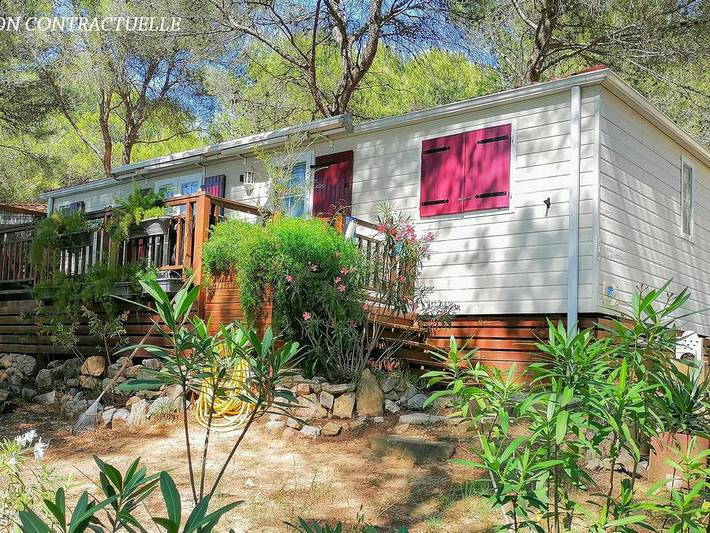 Camping Résidentiel La Pinède - Mobilheim 6 personen - Madison Premium -2 Schlafzimmer 40m²- *Klima, Terrasse, Tv*. in Castelnau-de-Guers, Mittelmeerküste (Frankreich)