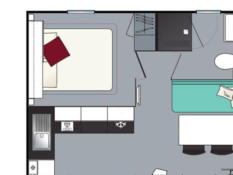 Camping Oléron Loisirs - Mobilhome 4 personnes - Cocoon 1 chambre 18m² in Saint-Georges-d'Oléron, Côte de Beauté