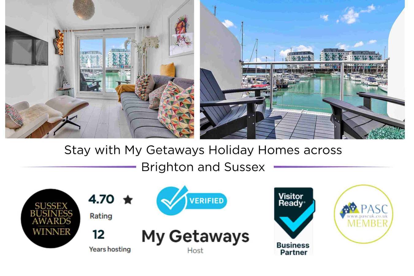 Entire apartment, On the Water 7| Free Parking | By My Getaways in Brighton Marina, Brighton