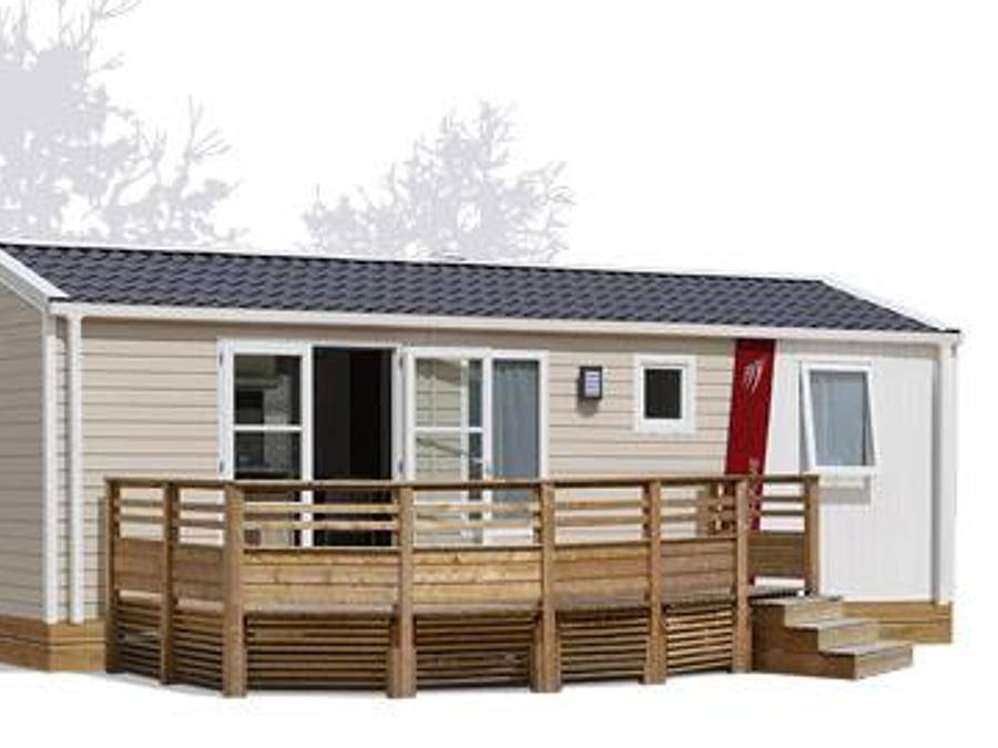 Flower Camping Loire et Châteaux - Mobilheim 6 personen - Confort 34m² (3 Zimmer) - Überdachte Terrasse in Bréhémont, Loire-Tal