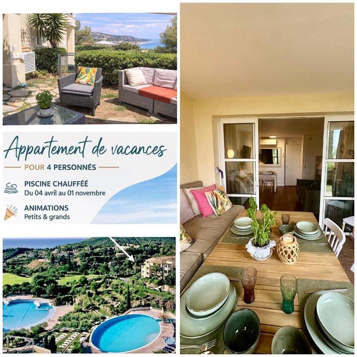 Gîte pour 4 personnes, avec vue ainsi que piscine et jardin, animaux acceptés dans Golf De Cap Esterel