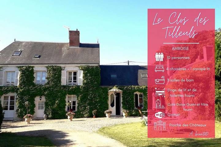 Location de vacances pour 10 personnes, avec jardin à Francueil