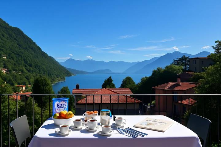 Hütte für 8 Personen, mit Pool und Terrasse sowie Seeblick am Comer See