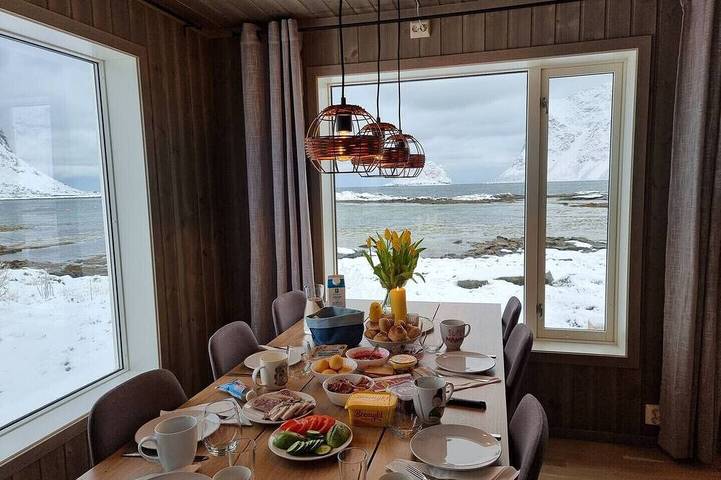 Blockhütte für 8 Personen, mit Garten auf den Lofoten
